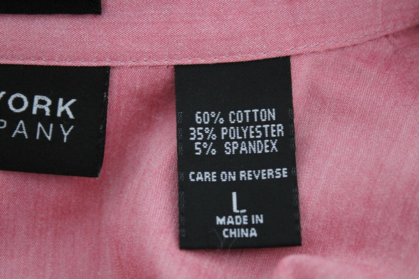 New York & Co Sz L Pink Button Up Cotton Blend Shirt