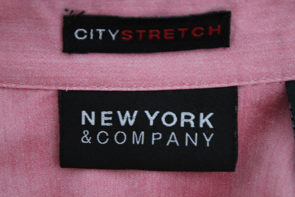 New York & Co Sz L Pink Button Up Cotton Blend Shirt