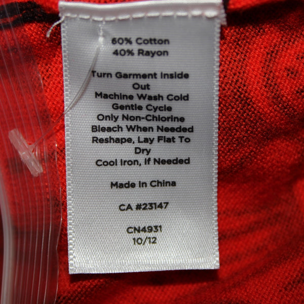 Talbots NEW Sz LP Reddish Orange Black Button Round Neck Cotton Cardigan Sweater