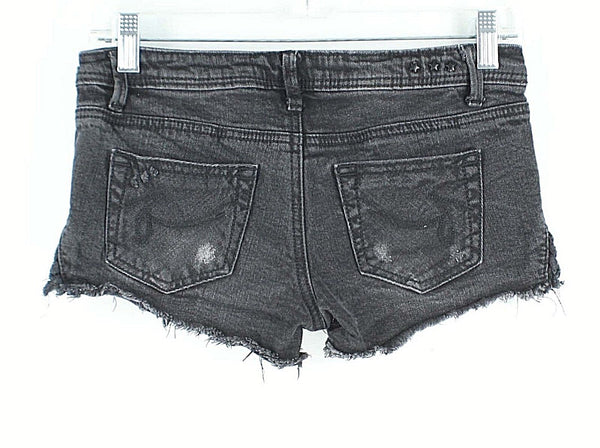 Hippie Laundry 0 x 2.5 Black Distressed Lace Applique Spandex Cotton Short