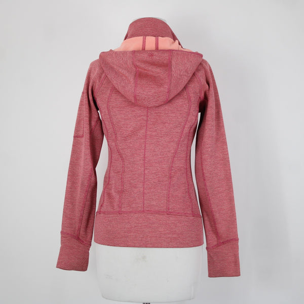 Athleta Sz XS Pink Peach Striped Hooded Full Zip Polyester Nylon Aw Jacket