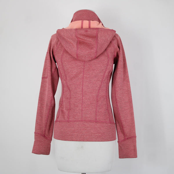 Athleta Sz XS Pink Peach Striped Hooded Full Zip Polyester Nylon Aw Jacket