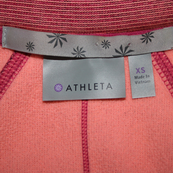 Athleta Sz XS Pink Peach Striped Hooded Full Zip Polyester Nylon Aw Jacket