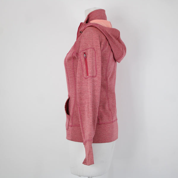Athleta Sz XS Pink Peach Striped Hooded Full Zip Polyester Nylon Aw Jacket
