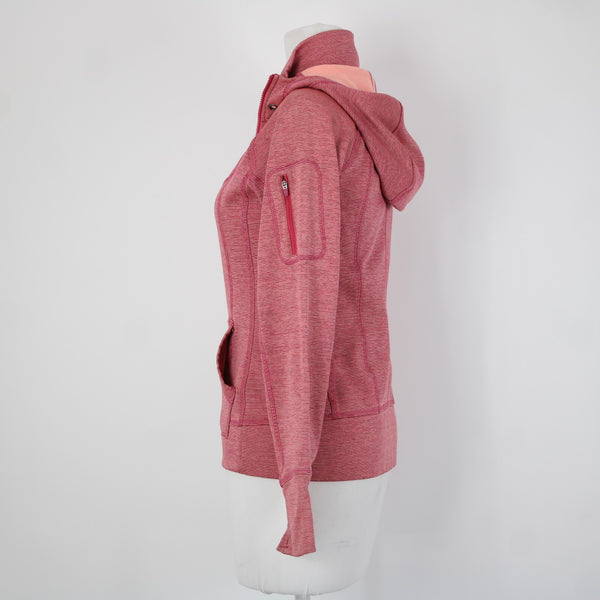 Athleta Sz XS Pink Peach Striped Hooded Full Zip Polyester Nylon Aw Jacket