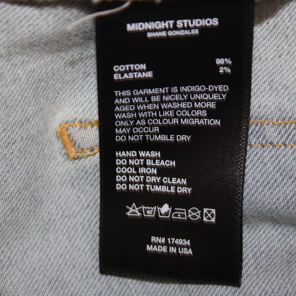Shane Gonzales Jeans Midnight Studios Sz 33 x 33 Blue Denim Cotton Elastane Jean