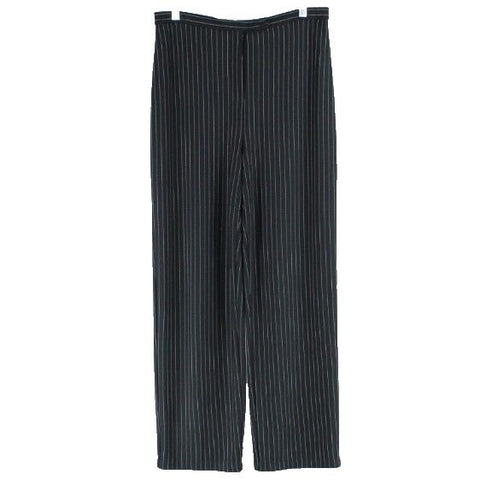 Liz Claiborne Sz M Petite Black White Pinstripe Unlined Polyester Blend Pant