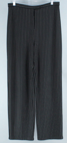 Liz Claiborne Sz M Petite Black White Pinstripe Unlined Polyester Blend Pant