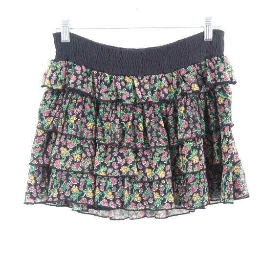 Epic Threads Sz XLG Black Pink Multi Ruffle Tiers Smock Waist Cotton Poly Skirt