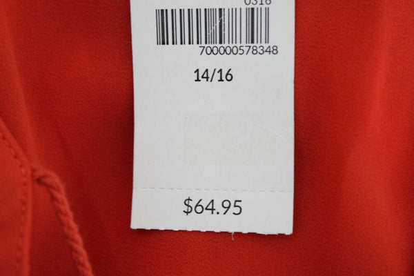 Lane Bryant NEW $65 Sz 14/16 Orange Sheer Beaded Embroidered 100% Poly Top