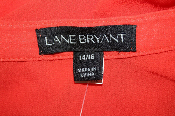 Lane Bryant NEW $65 Sz 14/16 Orange Sheer Beaded Embroidered 100% Poly Top