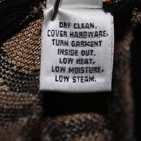 St John Sport Sz S Black Brown Cream Collared Zip Rayon Wool Knit Jacket