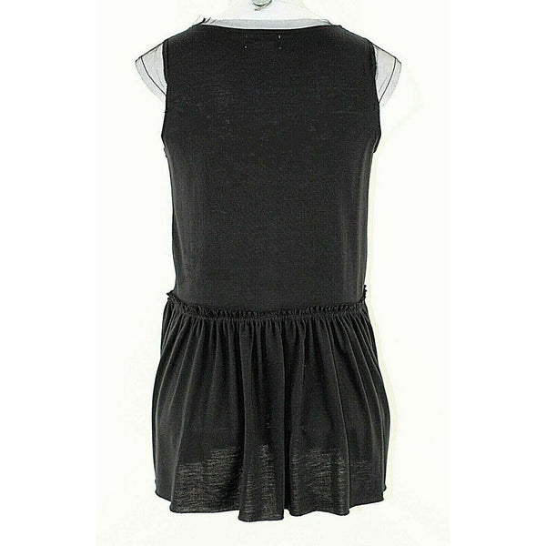 Guess L/14 Black Silver Sequin Embroidered Polyester Rayon Girls Top