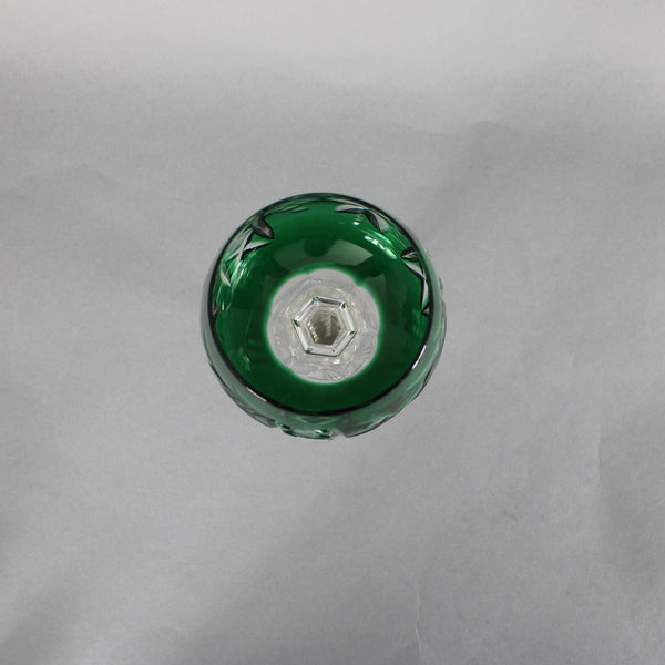 Bohemian Green Wine Glass Czechoslovakia Crystal Cut Green 8" Wine Glass