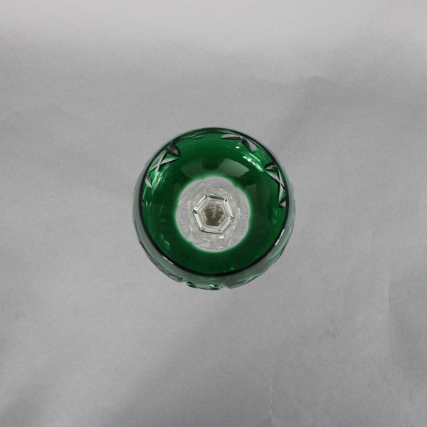 Bohemian Green Wine Glass Czechoslovakia Crystal Cut Green 8" Wine Glass