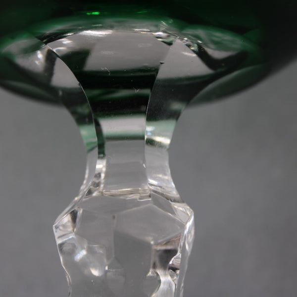Bohemian Green Wine Glass Czechoslovakia Crystal Cut Green 8" Wine Glass