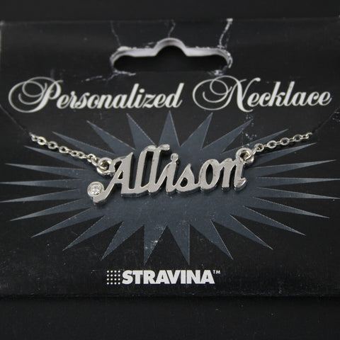 ALLISON Name Silvertone Rhinestone 14.5" Multi Ring 4.5" Ext Necklace 2