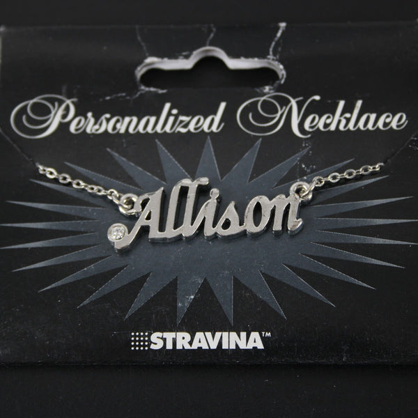 ALLISON Name Silvertone Rhinestone 14.5" Multi Ring 4.5" Ext Necklace 2