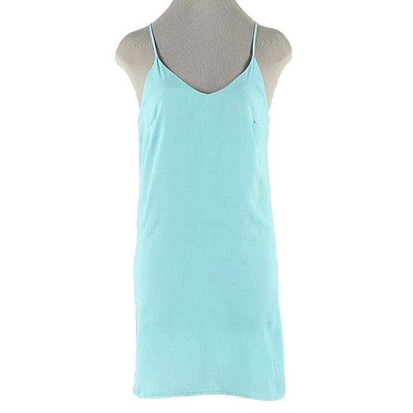 Aakaa S Aqua Lined Strappy Back 100% Polyester Silky Shift Dress