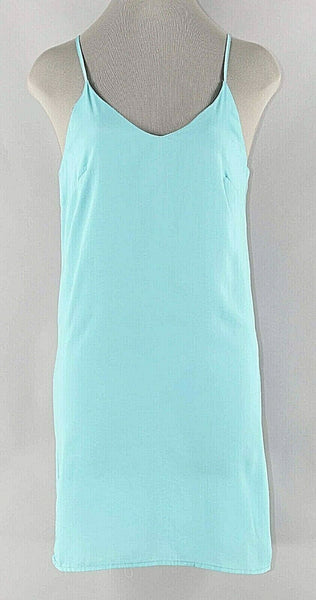 Aakaa S Aqua Lined Strappy Back 100% Polyester Silky Shift Dress