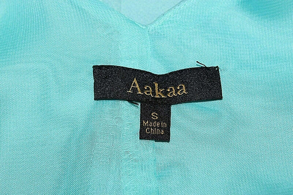 Aakaa S Aqua Lined Strappy Back 100% Polyester Silky Shift Dress