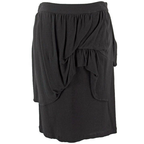 Citi Sz 10 Black Textured Boho Over Layered Over Pencil Viscose Lined Skirt