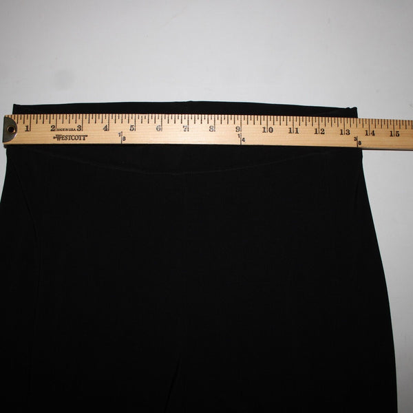 Frank Lyman Sz 4 x 34 Black Faux Pearl Trimmed Slit Elastic Waist Polyester Pant