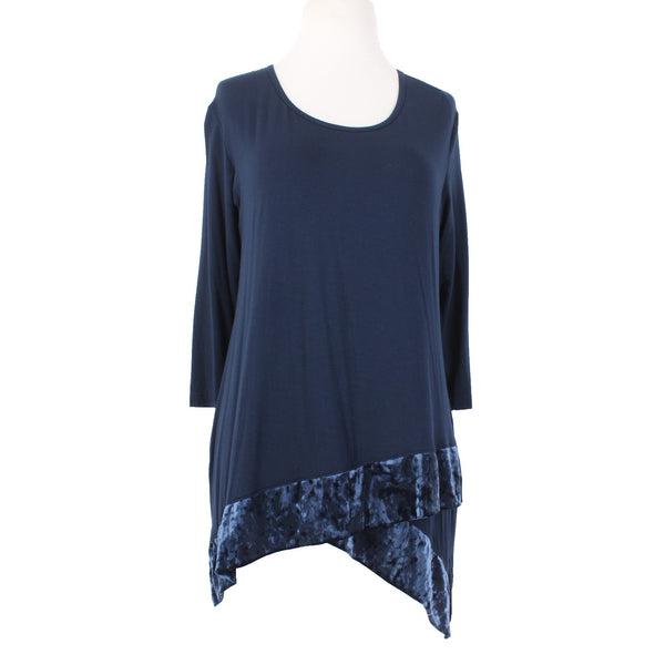 Pebble And Stone Top NEW Sz S Navy Blue Asymmetrical Rayon Spandex Top