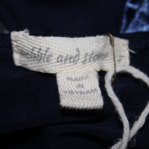 Pebble And Stone Top NEW Sz S Navy Blue Asymmetrical Rayon Spandex Top