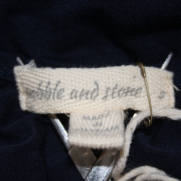 Pebble And Stone Top NEW Sz S Navy Blue Asymmetrical Rayon Spandex Top