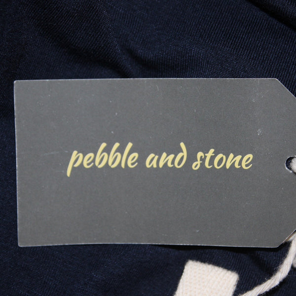 Pebble And Stone Top NEW Sz S Navy Blue Asymmetrical Rayon Spandex Top