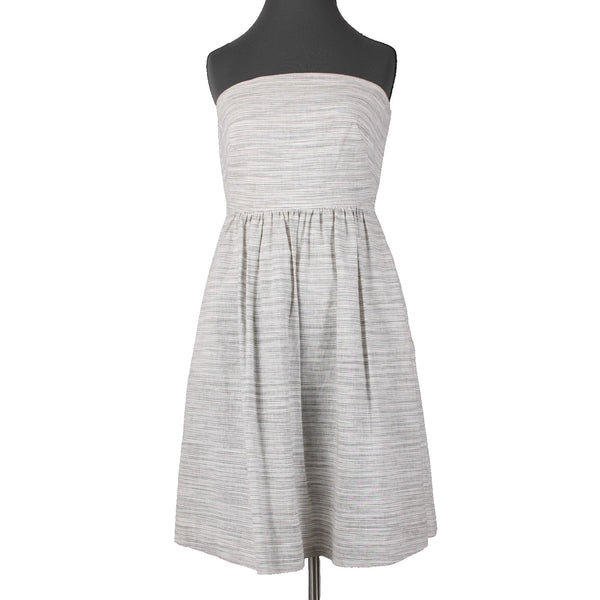 Banana Republic Dress NEW $70 Sz 6 White Grey Striped Strapless Linen Cotton