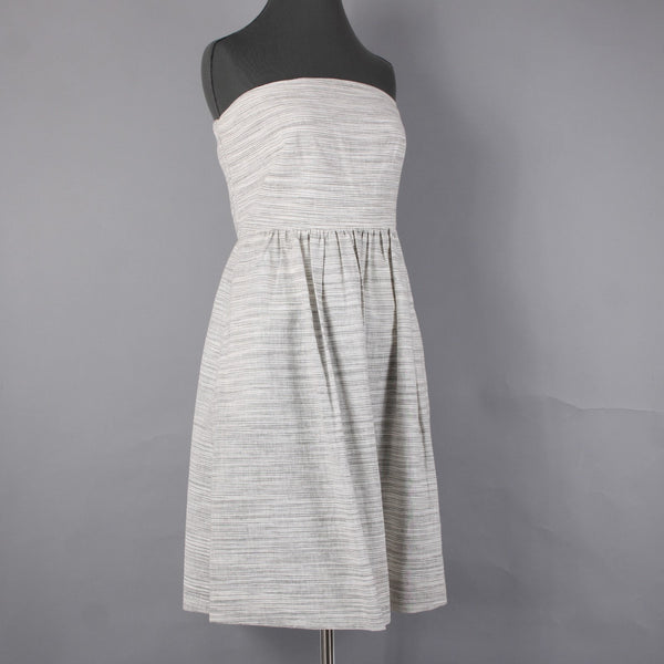 Banana Republic Dress NEW $70 Sz 6 White Grey Striped Strapless Linen Cotton