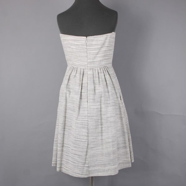 Banana Republic Dress NEW $70 Sz 6 White Grey Striped Strapless Linen Cotton