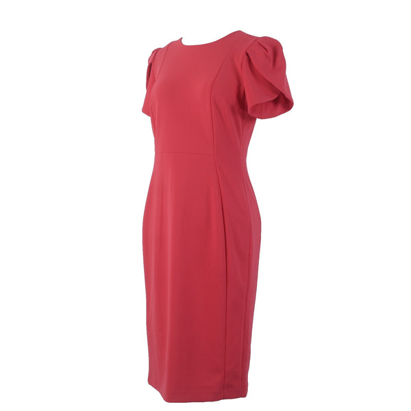 Calvin Klein Dress Sz 6 Pink Zip Closure Short Sleeve Pencil Polyester Spandex