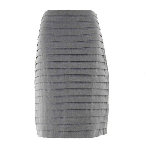 Sharagano Sz 6 Charcoal Flat Ruffled Tiers Polyester Rayon Spandex Pencil Skirt
