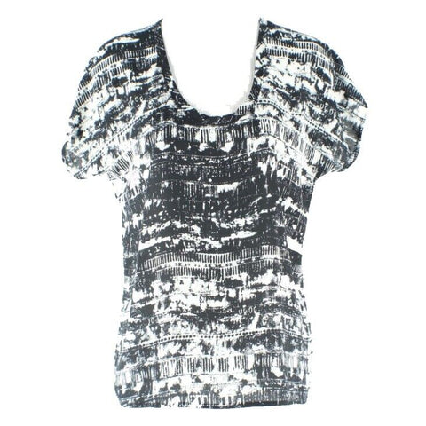 Soprano Sz S Black White Polyester Cap Dolman Sleeve Casual Top