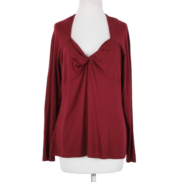 Ann Taylor NEW $54 Sz XL Burgundy Red Twisted Neck Lyocell Spandex Top