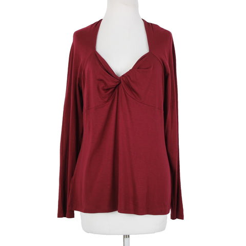 Ann Taylor NEW $54 Sz XL Burgundy Red Twisted Neck Lyocell Spandex Top