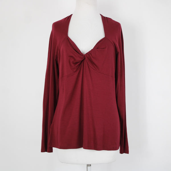 Ann Taylor NEW $54 Sz XL Burgundy Red Twisted Neck Lyocell Spandex Top