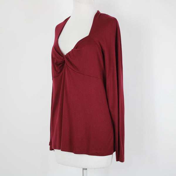 Ann Taylor NEW $54 Sz XL Burgundy Red Twisted Neck Lyocell Spandex Top