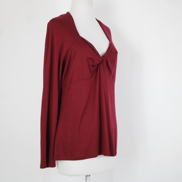 Ann Taylor NEW $54 Sz XL Burgundy Red Twisted Neck Lyocell Spandex Top