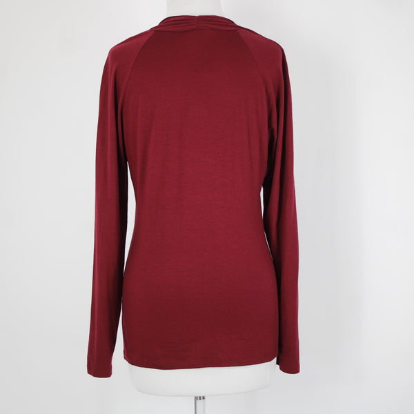 Ann Taylor NEW $54 Sz XL Burgundy Red Twisted Neck Lyocell Spandex Top