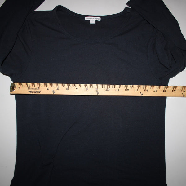 James Perse Standard Sz 4 Navy Blue Ruched Sides Round Neck Cotton Spandex Dress