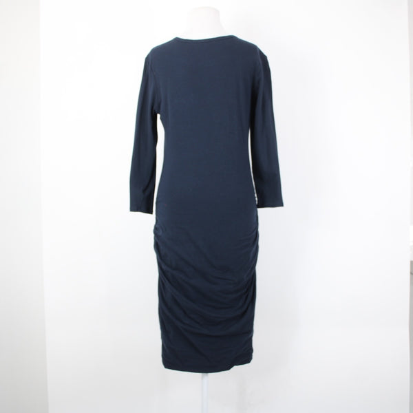 James Perse Standard Sz 4 Navy Blue Ruched Sides Round Neck Cotton Spandex Dress