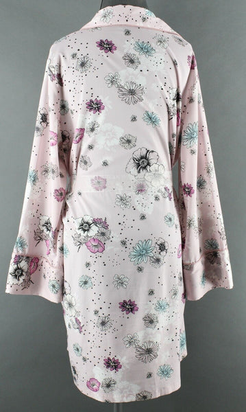 Midnight Bakery Sz M Pink Black Multi Floral Belted Pockets Poly Blend Robe