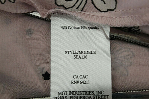 Midnight Bakery Sz M Pink Black Multi Floral Belted Pockets Poly Blend Robe