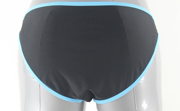 Adore Me Sz L Black Blue Fishnet Mesh Inset Nylon Blend Bikini Bottom