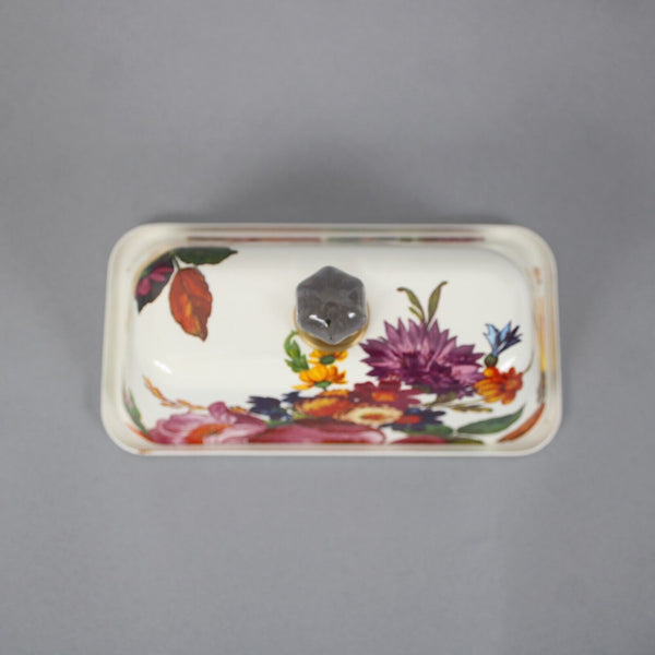 Mackenzie Childs White Multi Color Flower Market 8.75" Butter Box