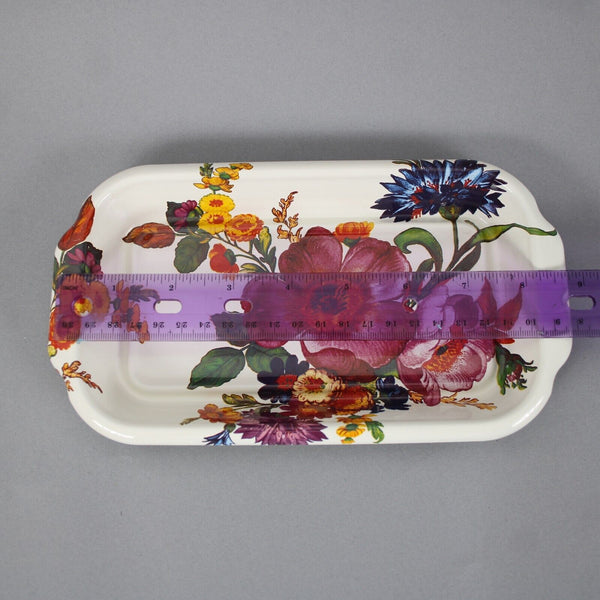 Mackenzie Childs White Multi Color Flower Market 8.75" Butter Box